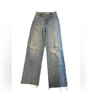 GARAGE WIDE LEG RIPPED JEANS